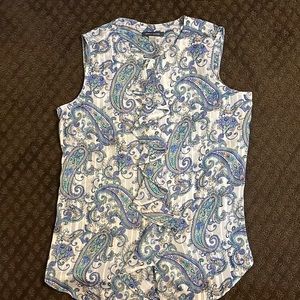 Women’s Tommy Hilfiger Sleeveless Button Down Paisley Blouse Size Small